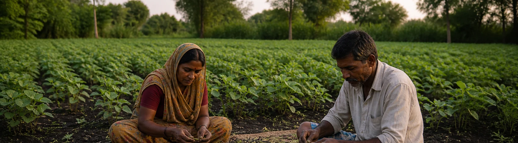 Farmers sorting black gram at Khutmili Farm II
